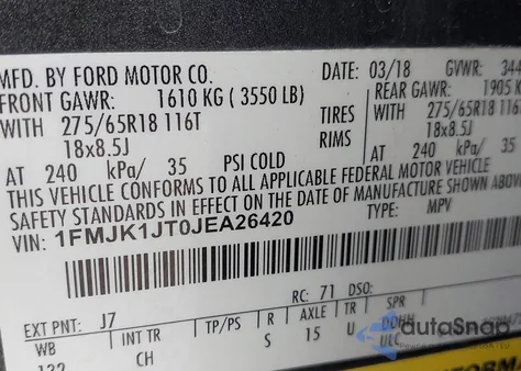 2018 Ford Expedition Max Xlt z USA, uszkodzony, nr VIN 1FMJK1JT0JEA26420